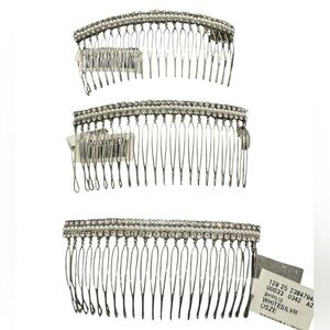 EVE REID Vintage Women’s Rhinestone and Pearl Hair Combs - Silver/White